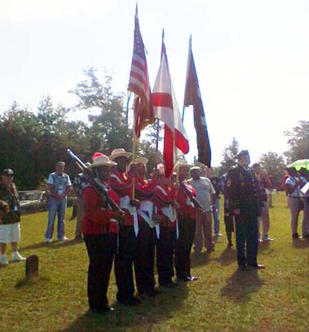 (16) Evergreen Hillcrest Middle School JROTC Color/Honor Guard, commanded by SGM Ralph Crysell, await signal to post colors
