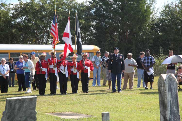 (21) JROTC await command to post colors.