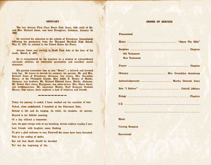 (124) St. Paul United Methodist Church: Obituary Airman First Class Bruce Dale Jones (posthumously promoted).