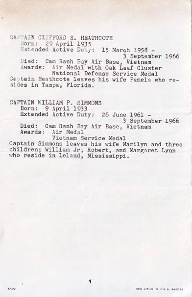 Cam Ranh Bay AB Air Base, Memorial Chapel Service brochure, 20 September 1966.