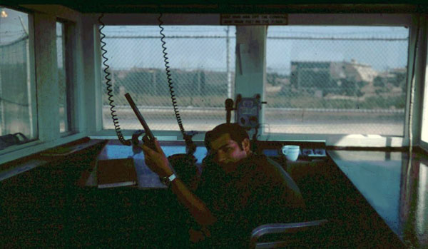 3. This is the inside of the front gate. This was our CSC. You can see the daily log in the typewriter, a couple of field phones and the hand set for a PRC 25 radio. We had contact with Camp Phu Bai in case we needed help. The gray box between the field phones was the base phone system. You turned a dial for the area you wanted to call, then your turned a crank one quarter turn. If you made a full turn, it was deemed important, so you always made sure you only turned the crank a quarter of a turn. 