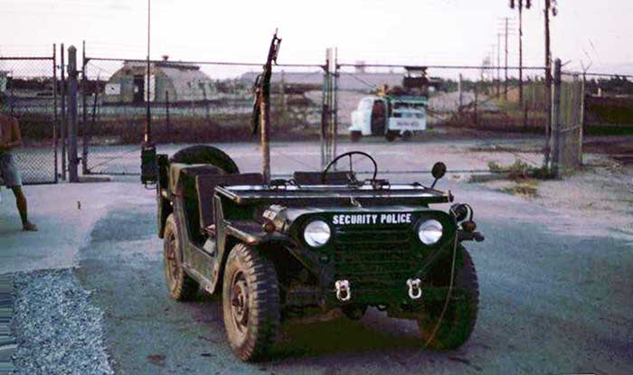 5. This was our convoy jeep. It was a Coast Guard jeep that was painted green. We needed a jeep to run convoys so the Coast Guard stole an army jeep, painted it Coast Guard grey, painted this one green and added a whole bunch of numbers and Security Police on the front. About two weeks later, some MP's showed up and wanted to inspect our jeep as they were looking for the missing jeep. They checked the numbers on our jeep, saw that they did not match, so they left. They did not even look at the Coast Guard jeep sitting next to our jeep since it was painted grey and DOT licenses plates on it. 