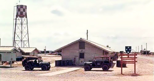 377th SPS, Photo: Water Tower, Tango-One, Incoming Rockets spotter atop the water tower. 1967