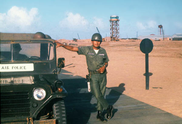 1. Tuy Hoa AB, Control Tower. Water Tower. Air Police Jeep. Photo by: Edward Barker, TUY, 1966-1967.