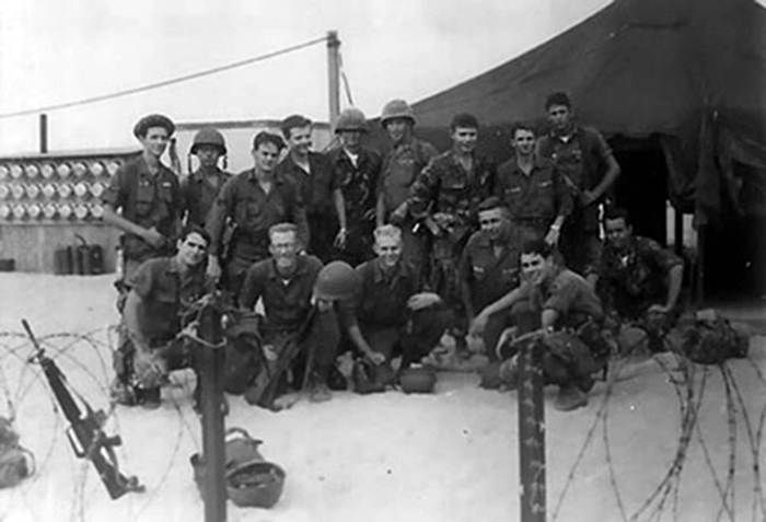 6. Tuy Hoa Air Base: 31st SPS, group photo infrnt of tents. Photo by Chris Raper. 1967-1968.