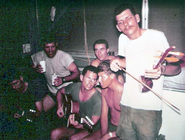 11. Tuy Hoa Air Base: Airman sing and clown around off duty. Photo by Sgt deWhite. 1969-1970.