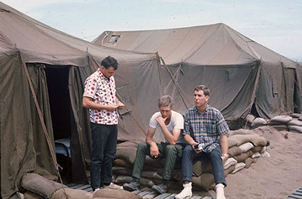 2. Tuy Hoa Air Base: 31st SPS tent city. Off duty. Photo by Ed Barker. 1966-1967.