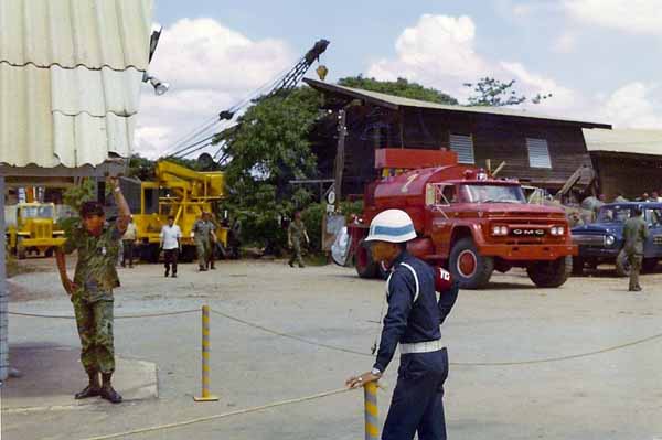 4. Ubon RTAFB. F-4 Phantom crash at Front Gate. 1970. Photographer: Kelly Bateman, LM 118, UB, 8th SPS K9. 1970-1971.