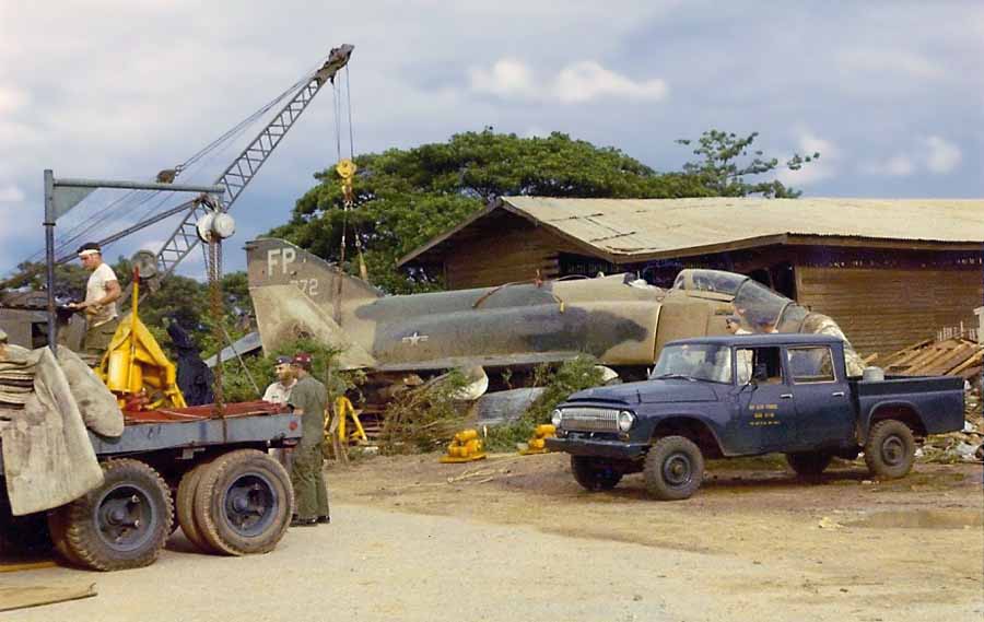 3. Ubon RTAFB. Recovery of F-4 Phantom crash at Front Gate. 1970. Photographer: Kelly Bateman, LM 118, UB, 8th SPS K9. 1970-1971.