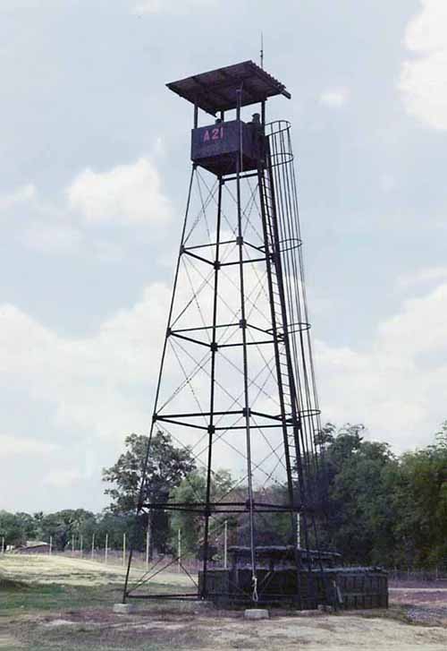 6. Ubon RTAFB. Bomb Dump, Perimeter Texas-Tower and Bunker, Alpha-21. 1970. Photo by: Kelly Bateman, LM 118, UB, 8th SPS K9. 1970-1971.