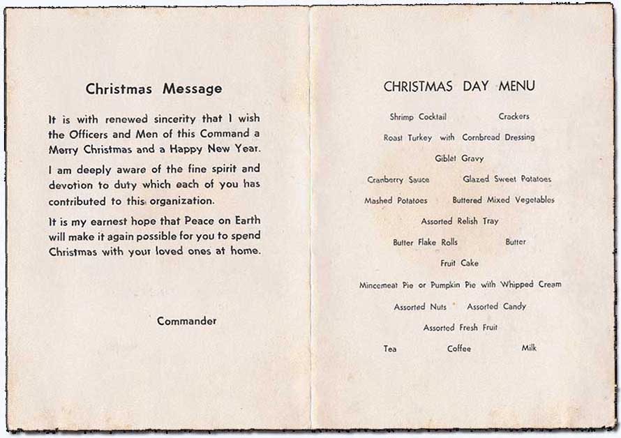 4. Ubon RTAFB, Christmas Day Card Menu and Commander's Message. Submitted by Ray Rash. 1967. 