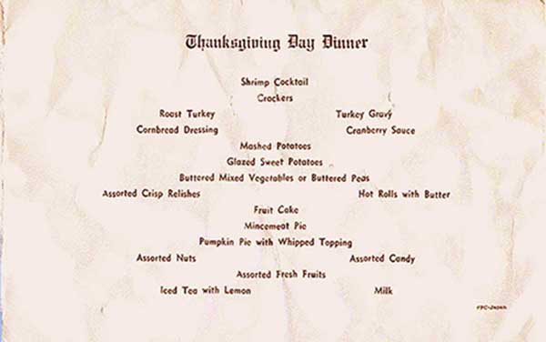 2. Ubon RTAFB, Thanksgiving Day Card Menu. Submitted by Ray Rash. 1967. 