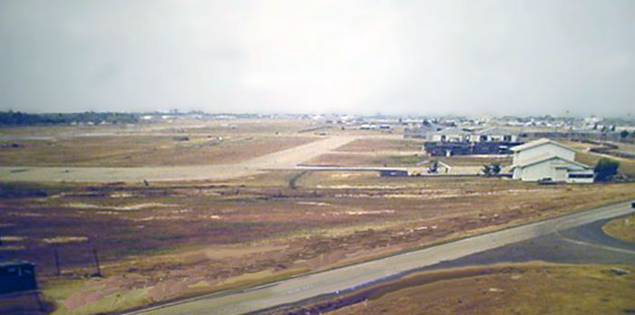 18. Ubon RTAFB. Runway, Taxiway, helicopter parking, as viewed from Tower. 1970-1971. Photo by: Richard Matott, LM 307, UB, 8th SPS K9. 1973-1974.