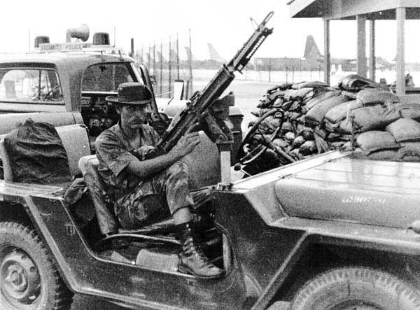 1. U-Tapao RTAFB, QRT Jeep with M-60, at flight line gate post bunker