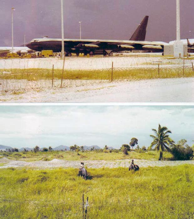 10. U-Tapao RTAFB, B-52 flight line. Below: Water baffalo near perimeter